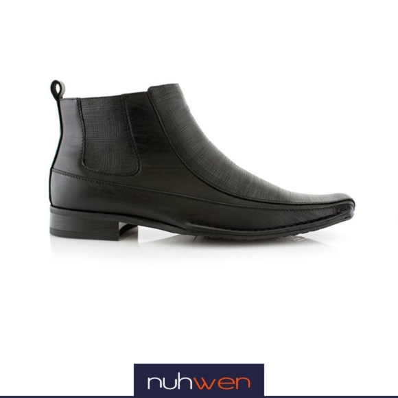 Men Black Leather Boots with 3-Layered Sole - Picture 3 of 5